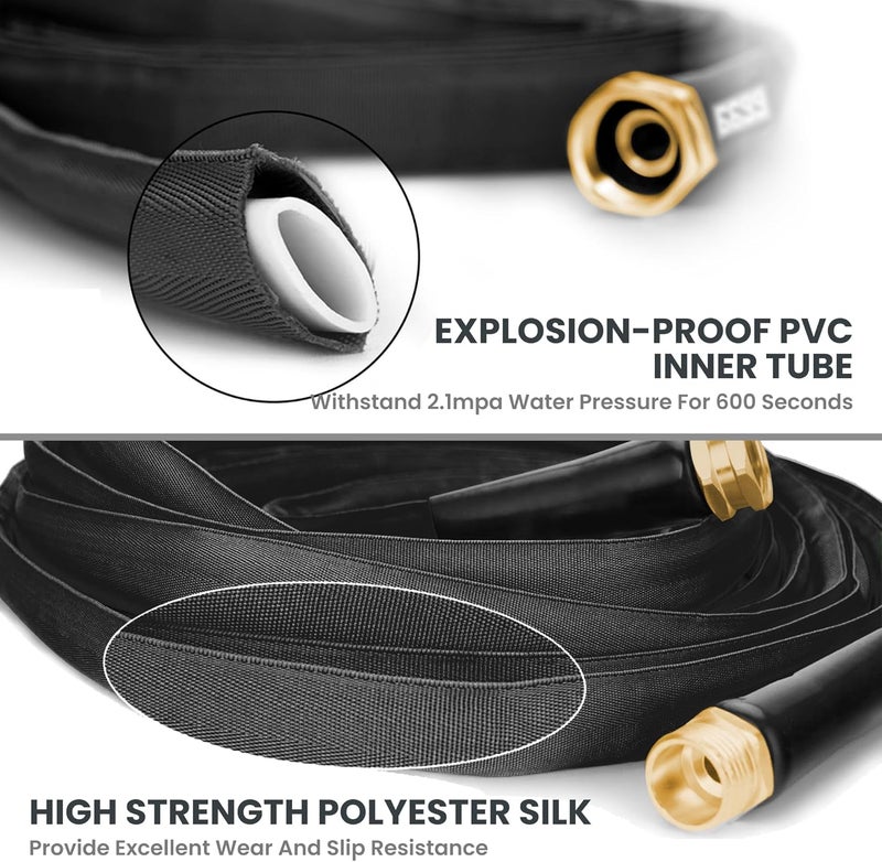 Giraffe Tools Garden Hose 50FT Lightweight Lay Flat Water Hose Kink Free Flexible Hose with 9 Spray Function Nozzle（Black） - Image 4